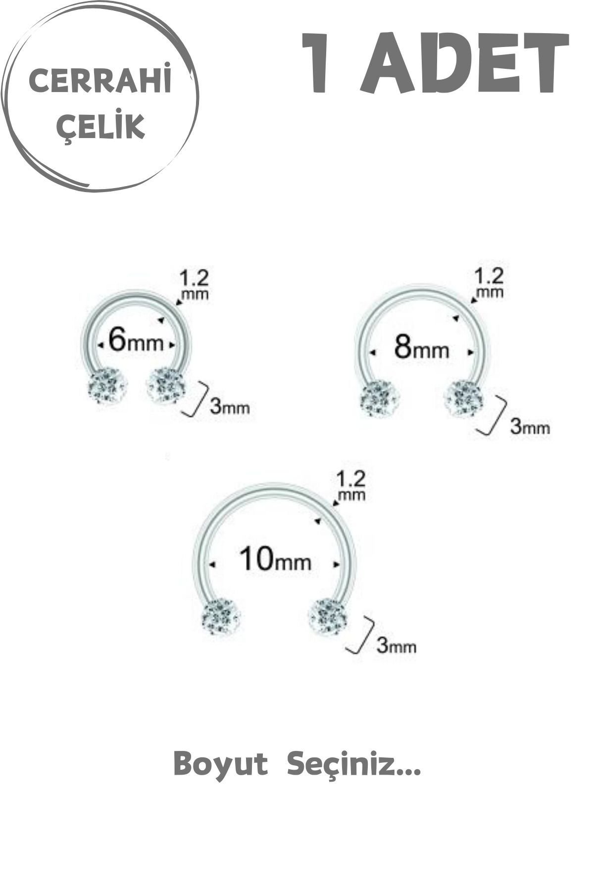 Unisex Şambala Taşlı 3mm Septum Dudak Tragus Helix Kıkırdak Piercing