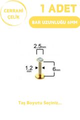 Cerrahi Çelik 6mm Zirkon Taş Tragus Helix Kulak Kıkırdak Flat Conch Dudak Burun Snake Bites Piercing