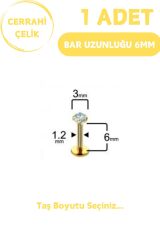 Cerrahi Çelik 6mm Zirkon Taş Tragus Helix Kulak Kıkırdak Flat Conch Dudak Burun Snake Bites Piercing