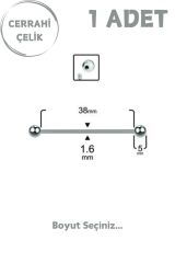 Unisex Cerrahi Çelik 5mm Toplu İndustrial Köprü Piercing