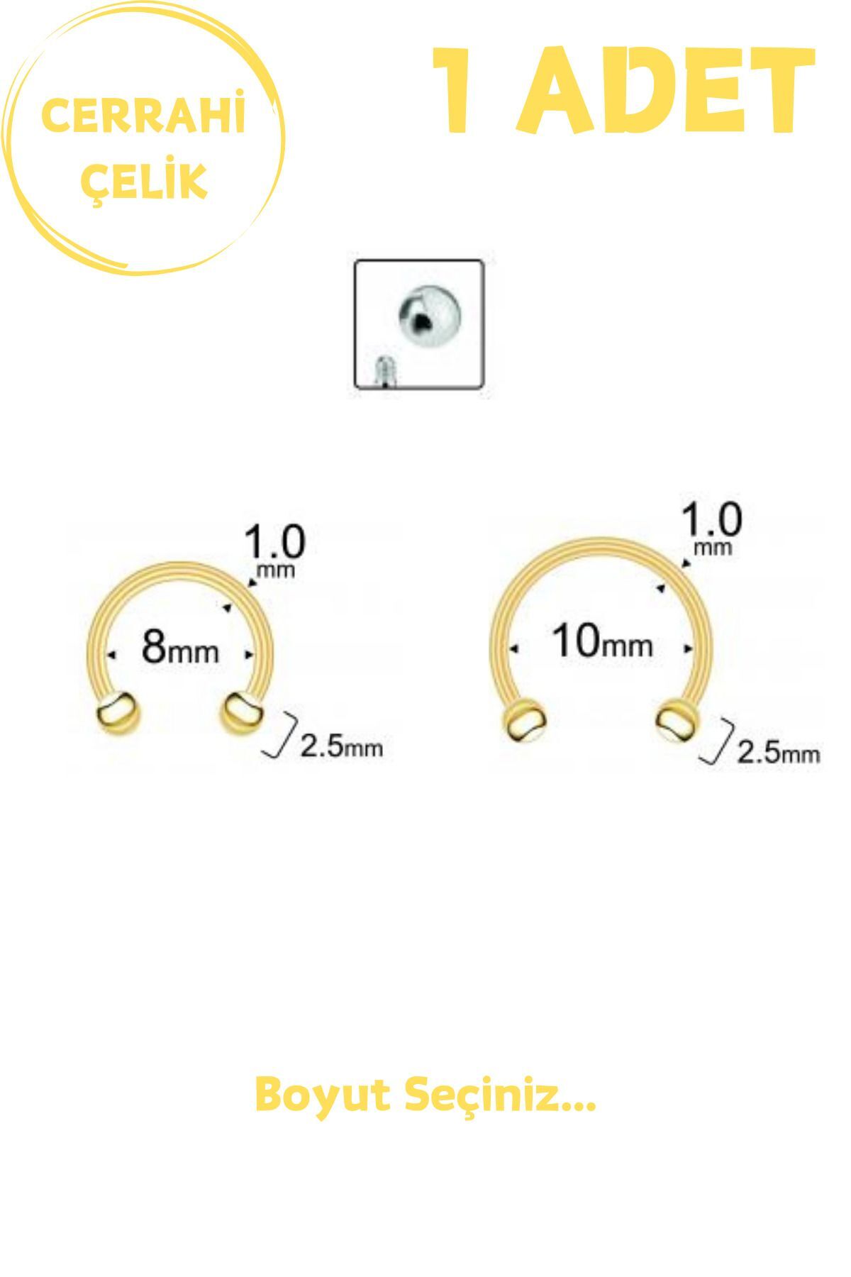Unisex Cerrahi Çelik 1mm Kalınlık Lobe Septum Hızma Piercing