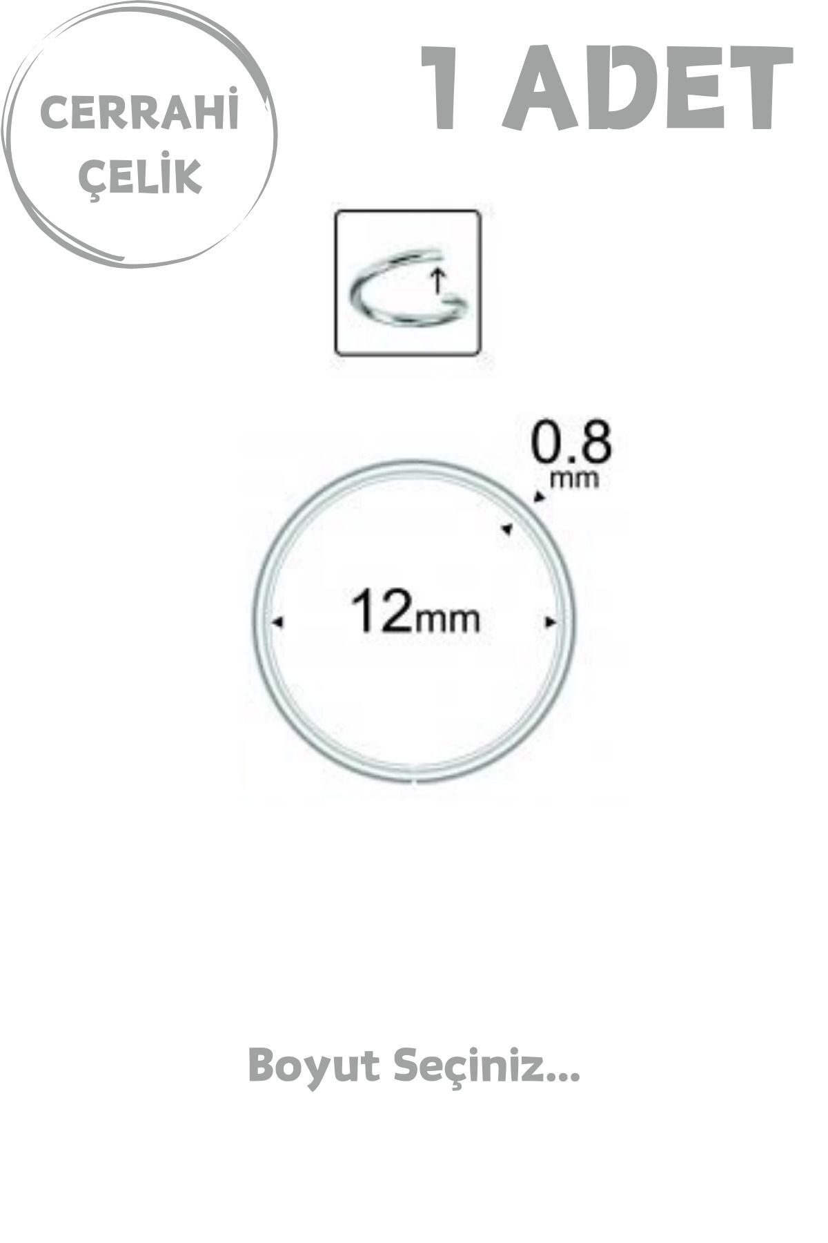 Unisex Cerrahi Çelik En İnce Barlı 0.8mm Tel Halka Hızma Piercing