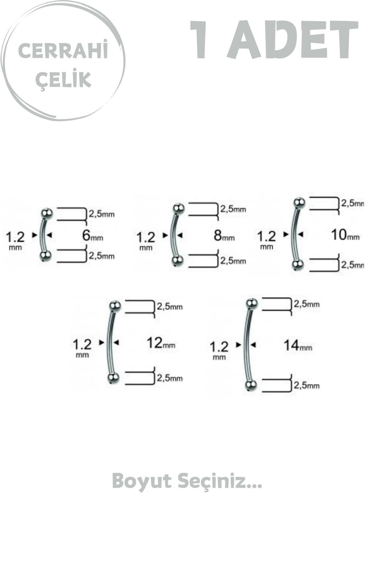 Unisex Cerrahi Çelik 2.5mm Toplu Rook Kaş Daith Helix Kıkırdak Piercing