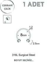 Cerrahi Çelik 2.5mm Top Uçlu Septum Dudak Tragus Helix Kıkırdak Piercing