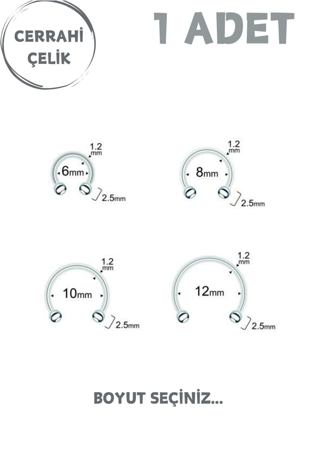 Cerrahi Çelik 2.5mm Top Uçlu Septum Dudak Tragus Helix Kıkırdak Piercing
