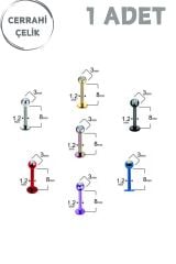 Unisex Zirkon Oval Taşlı Cerrahi Çelik Tragus Helix Labret Piercing