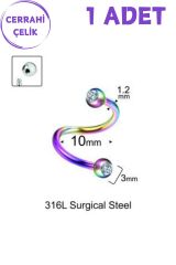 Cerrahi Çelik Zirkon Taşlı Tragus Helix Lobe Dudak Kıkırdak Spiral Piercing