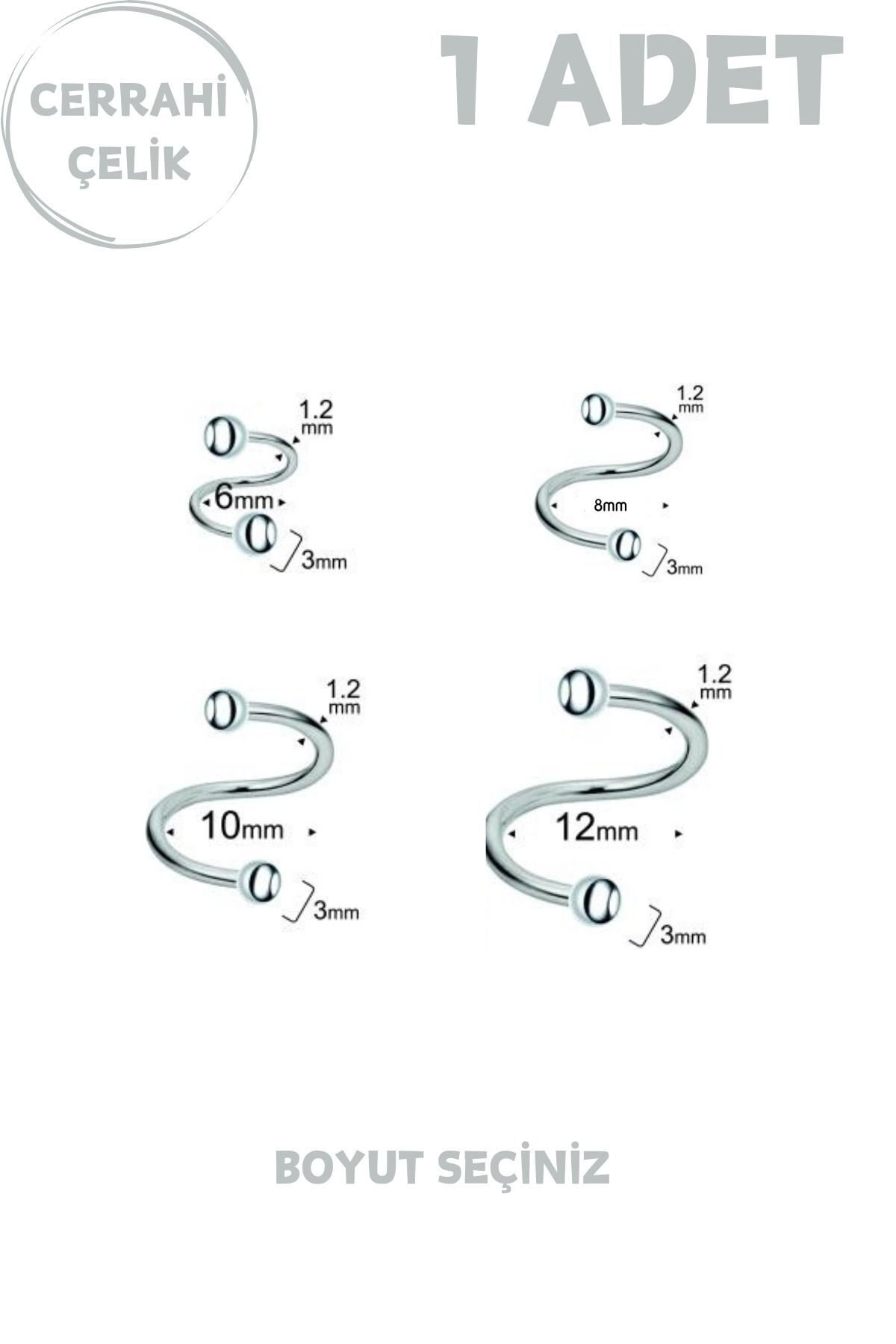Unisex Cerrahi Çelik Tragus Helix Lobe Dudak Kıkırdak Spiral Piercing