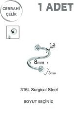 Cerrahi Çelik Şambala Taşlı Tragus Helix Lobe Dudak Kıkırdak Spiral Piercing