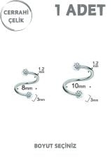 Cerrahi Çelik Şambala Taşlı Tragus Helix Lobe Dudak Kıkırdak Spiral Piercing