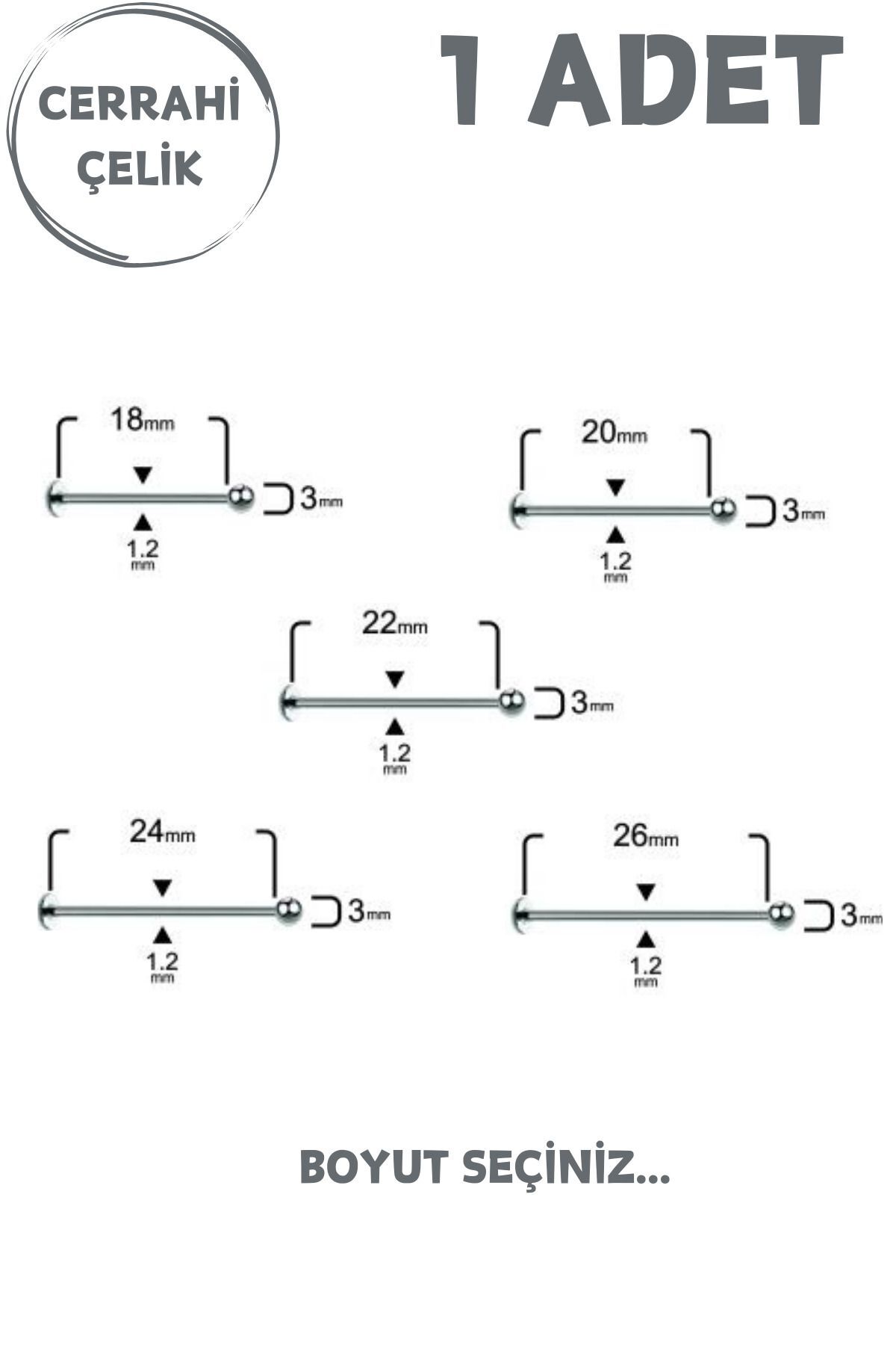 Unisex Cerrahi Çelik Yanak Piercing