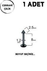 Unisex Siyah 2.5mm Spike Uçlu Tragus Helix Labret Piercing