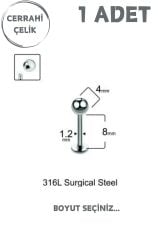 Unisex Cerrahi Çelik 4mm Toplu Labret Tragus Helix Piercing