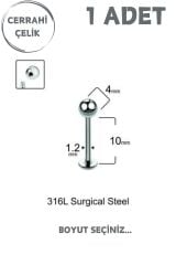 Unisex Cerrahi Çelik 4mm Toplu Labret Tragus Helix Piercing