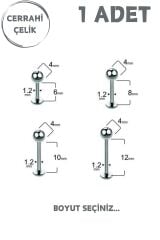 Unisex Cerrahi Çelik 4mm Toplu Labret Tragus Helix Piercing