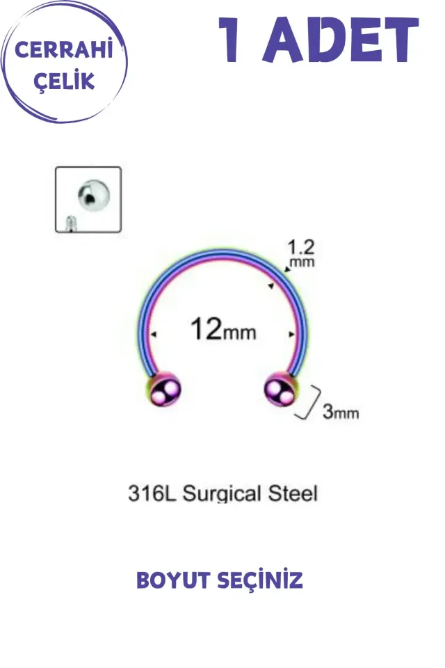 Unisex Cerrahi Çelik Piercing | Septum, Tragus, Helix Uyumlu