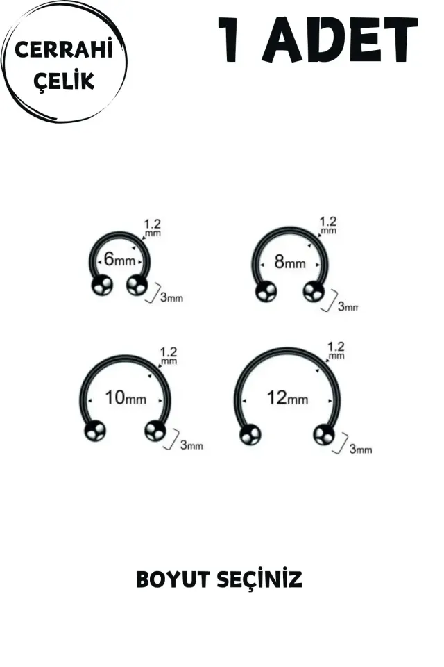 Unisex Cerrahi Çelik Piercing | Septum, Tragus, Helix Uyumlu