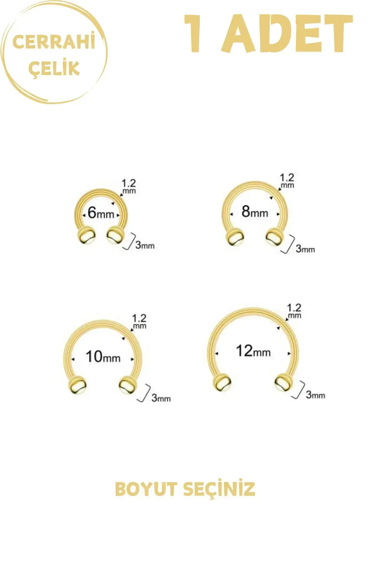 Unisex Cerrahi Çelik Piercing | Septum, Tragus, Helix Uyumlu