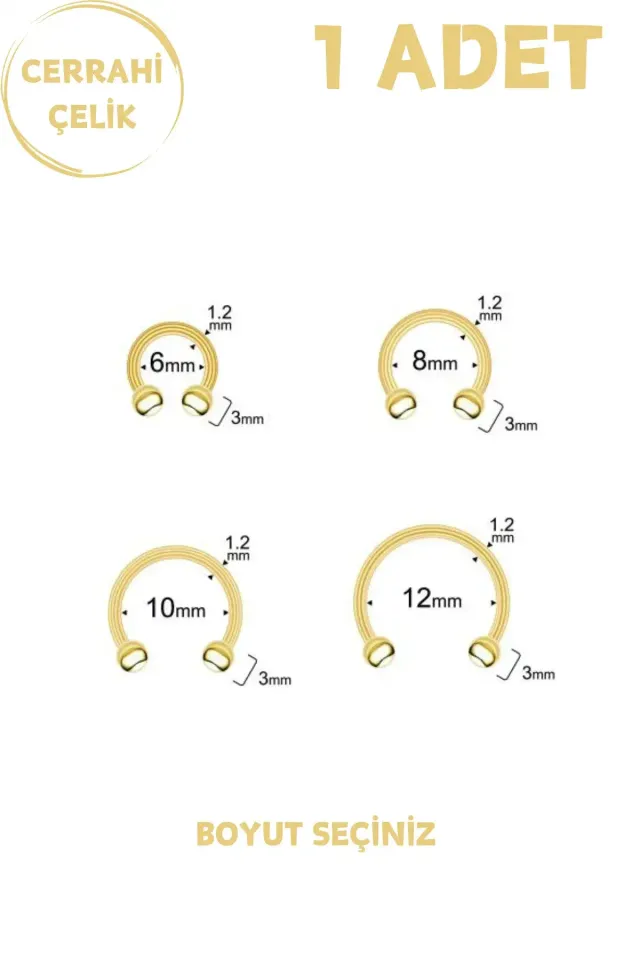 Unisex Cerrahi Çelik Piercing | Septum, Tragus, Helix Uyumlu