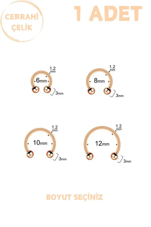 Unisex Cerrahi Çelik Piercing | Septum, Tragus, Helix Uyumlu