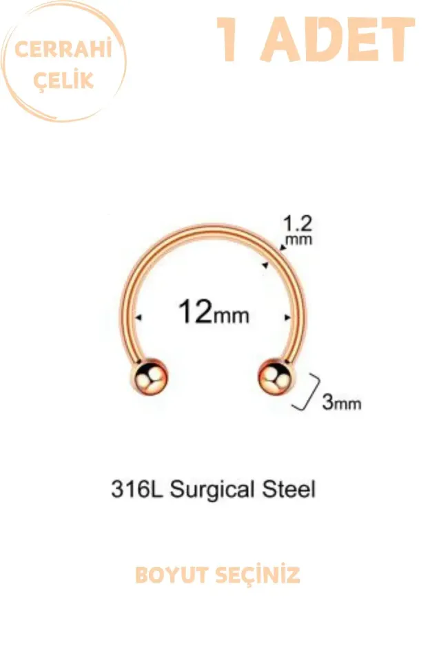 Unisex Cerrahi Çelik Piercing | Septum, Tragus, Helix Uyumlu