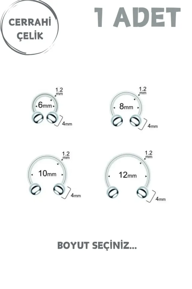 Unisex Cerrahi Çelik Piercing | Septum, Tragus, Helix Uyumlu