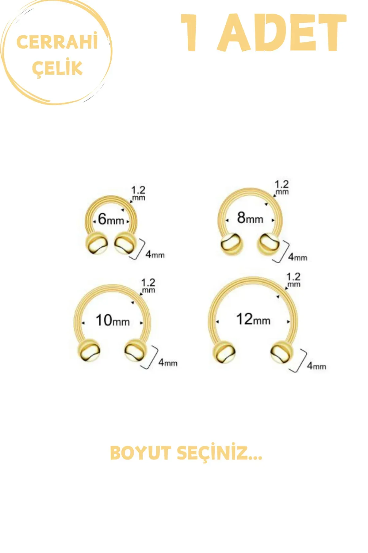Unisex Cerrahi Çelik Piercing | Septum, Tragus, Helix Uyumlu