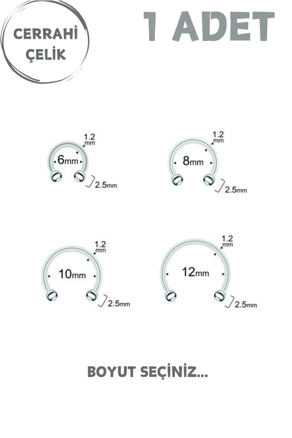 Unisex Cerrahi Çelik Piercing | Septum, Tragus, Helix Uyumlu