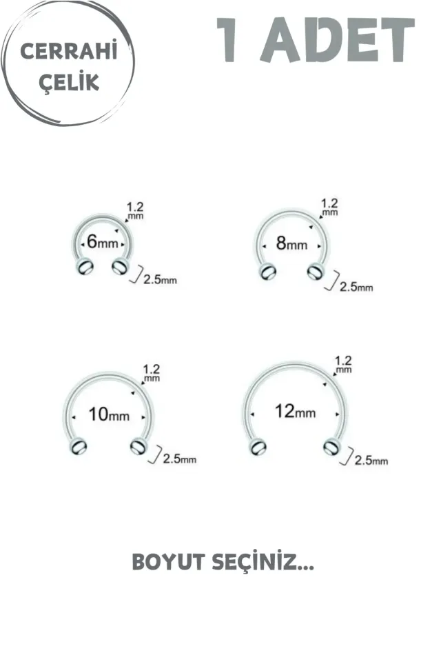 Unisex Cerrahi Çelik Piercing | Septum, Tragus, Helix Uyumlu