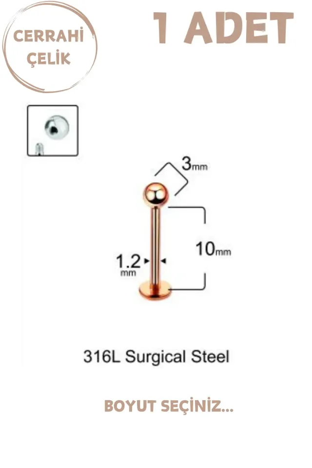Unisex Cerrahi Çelik Piercing | Labret, Tragus, Helix Uyumlu