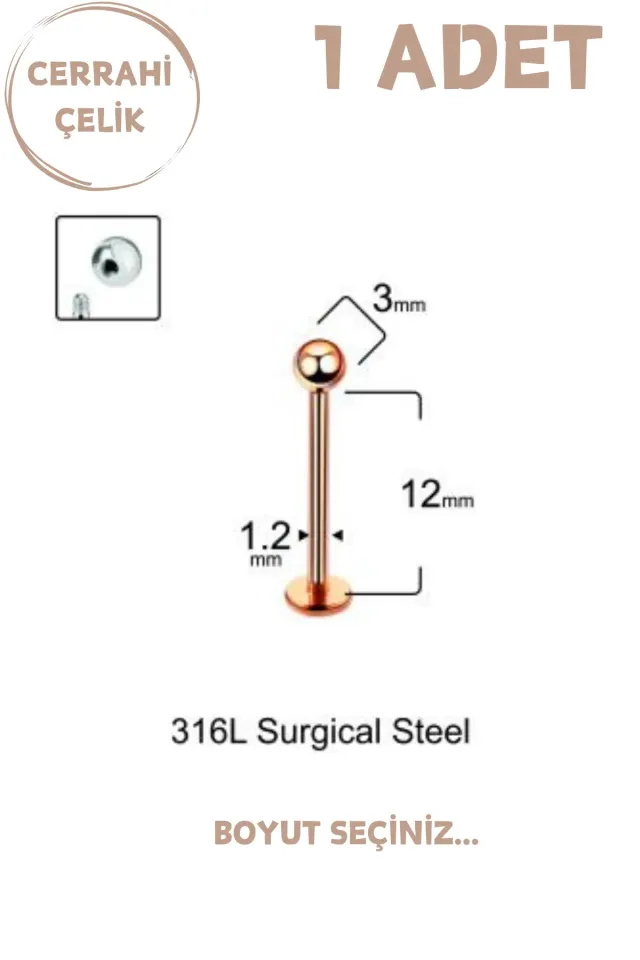 Unisex Cerrahi Çelik Piercing | Labret, Tragus, Helix Uyumlu
