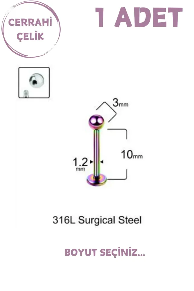 Unisex Cerrahi Çelik Piercing | Labret, Tragus, Helix Uyumlu