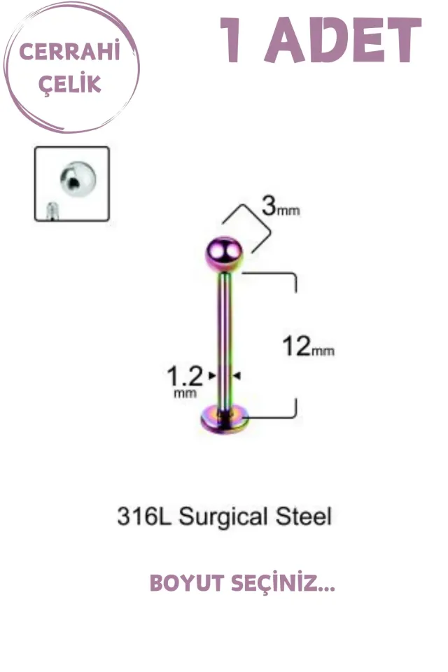 Unisex Cerrahi Çelik Piercing | Labret, Tragus, Helix Uyumlu