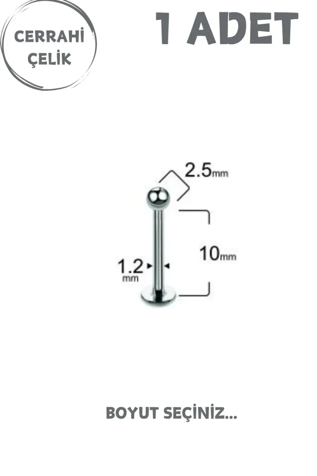 Unisex Cerrahi Çelik Piercing | Labret, Tragus, Helix Uyumlu