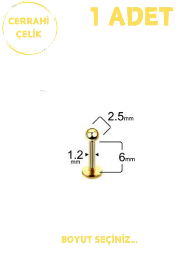Unisex Cerrahi Çelik Piercing | Labret, Tragus, Helix Uyumlu