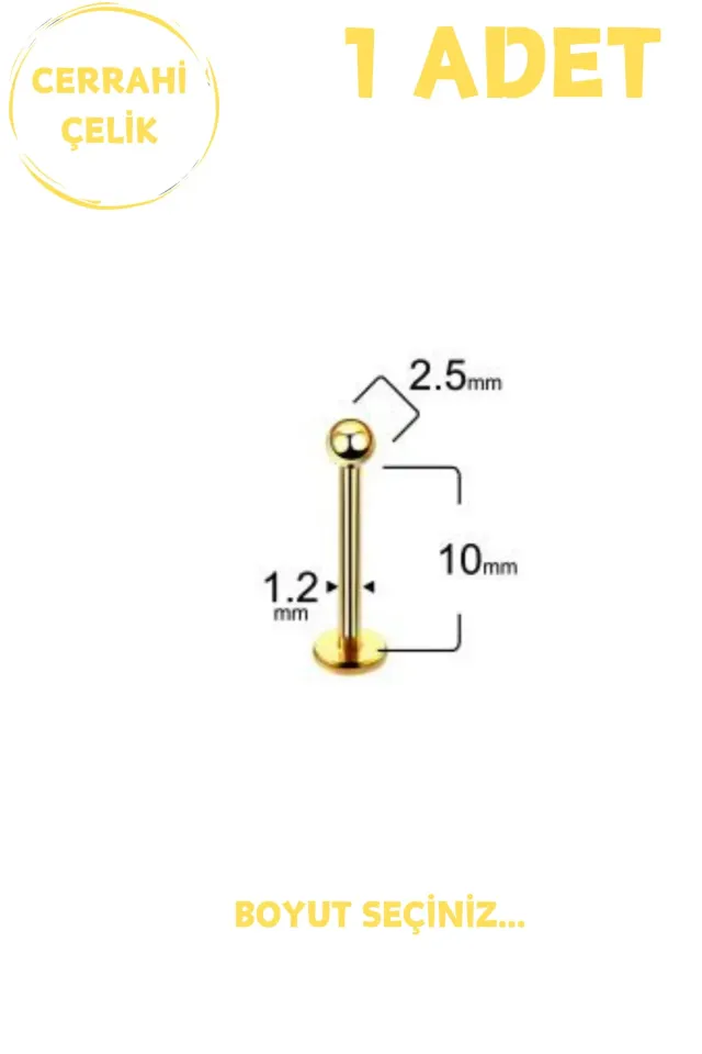Unisex Cerrahi Çelik Piercing | Labret, Tragus, Helix Uyumlu