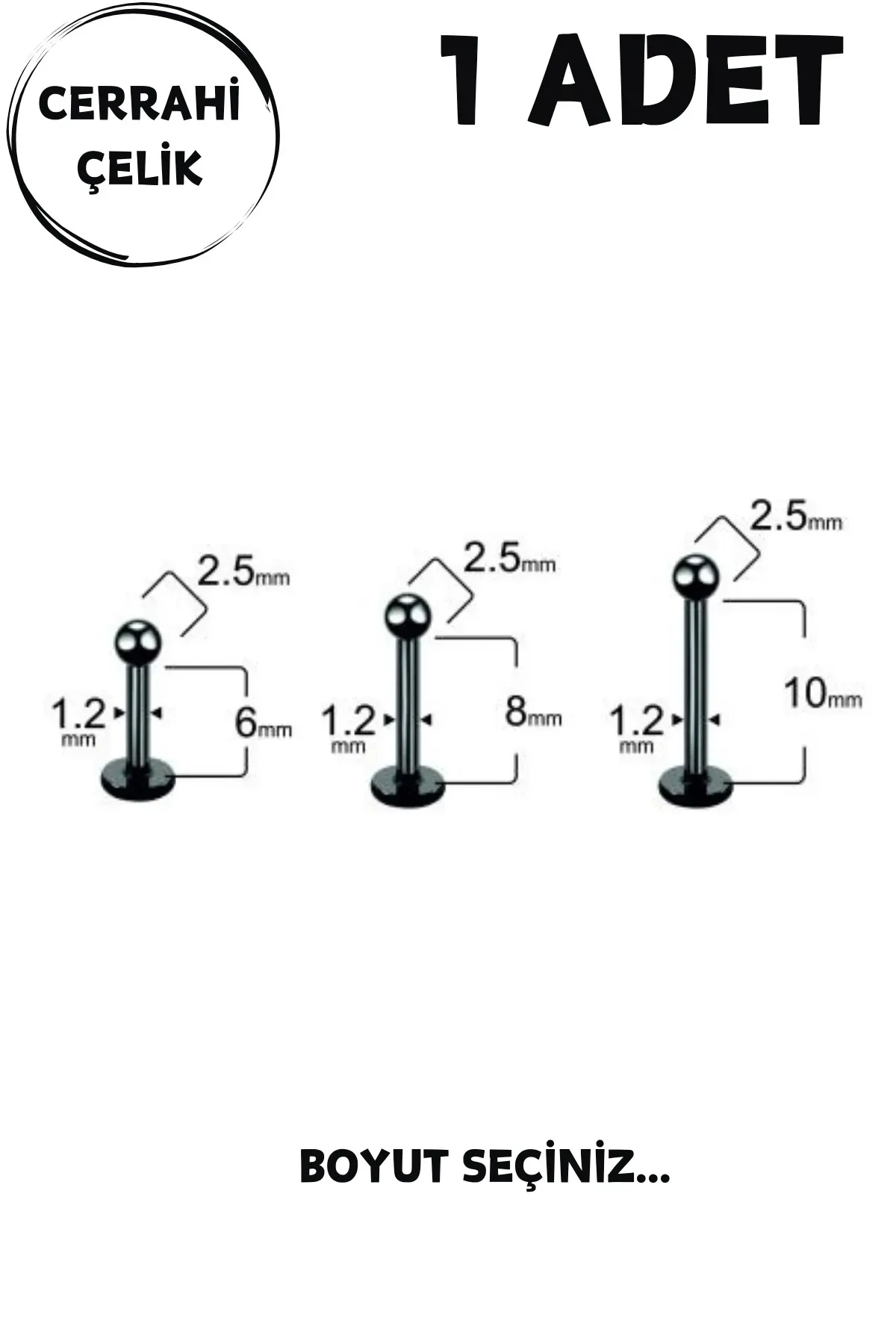 Unisex Cerrahi Çelik Piercing | Labret, Tragus, Helix Uyumlu