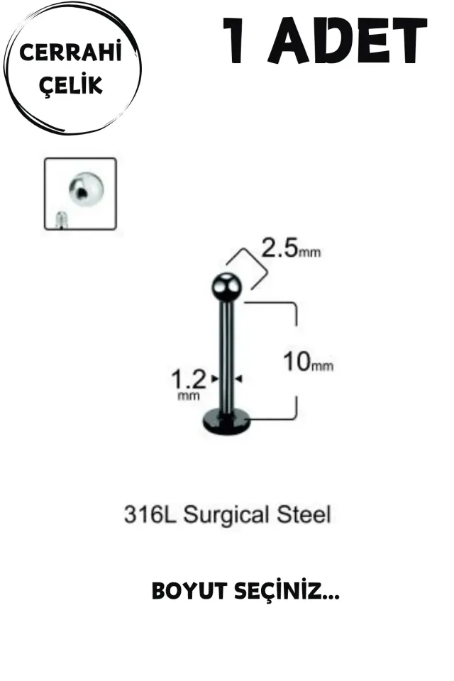 Unisex Cerrahi Çelik Piercing | Labret, Tragus, Helix Uyumlu